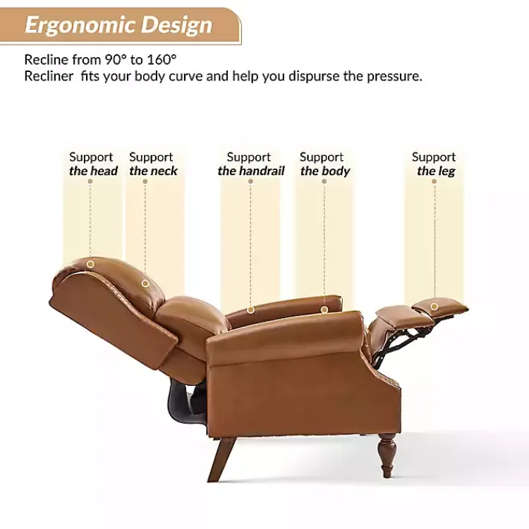 Kirklands Home Accent Chairs|Rosalie Faux Leather Manual Recliner Tan
