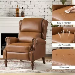 Kirklands Home Accent Chairs|Rosalie Faux Leather Manual Recliner Tan