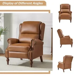 Kirklands Home Accent Chairs|Rosalie Faux Leather Manual Recliner Tan