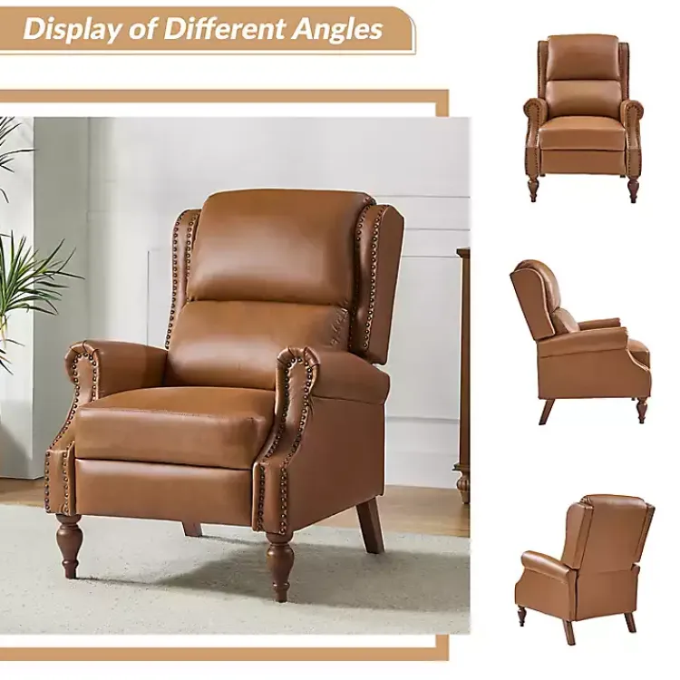 Kirklands Home Accent Chairs|Rosalie Faux Leather Manual Recliner Tan