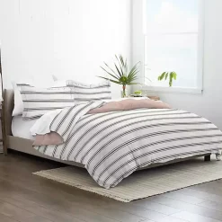 Kirklands Home Duvets|Rose Pink Echo Stripe 3-pc. Queen Duvet Cover Set