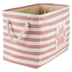 Rose Striped Paw Large Rectangular Pet Bin Baskets & Boxes
