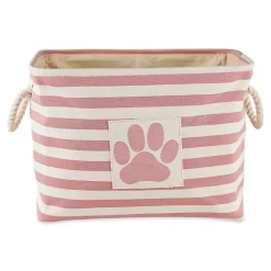 Rose Striped Paw Large Rectangular Pet Bin Baskets & Boxes