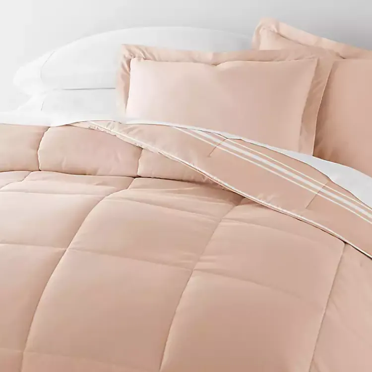 Kirklands Home Comforters|Rose Striped Reversible 3-pc. Queen Comforter Set Pink