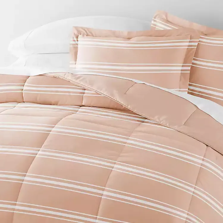 Kirklands Home Comforters|Rose Striped Reversible 2-pc. Twin Comforter Set Pink