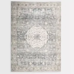 Kirklands Home Area Rugs|Rosette Dusty Aqua Area Rug, 5x7