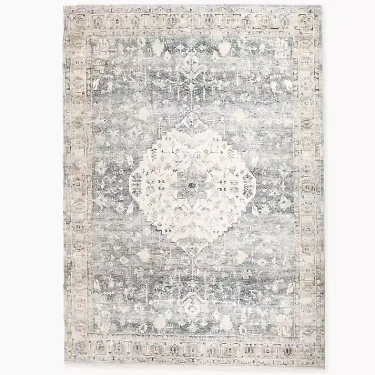 Kirklands Home Area Rugs|Rosette Dusty Aqua Area Rug, 7x9
