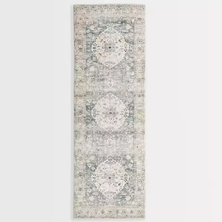 Kirklands Home Area Rugs|Rosette Dusty Aqua Runner