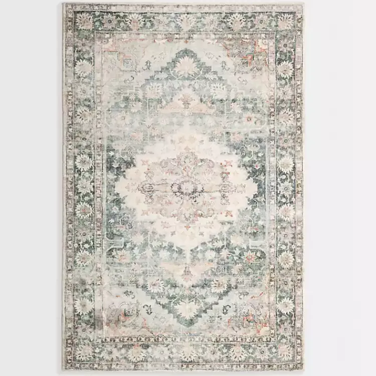 Kirklands Home Area Rugs|Rosette Green and Ivory Area Rug, 7x9