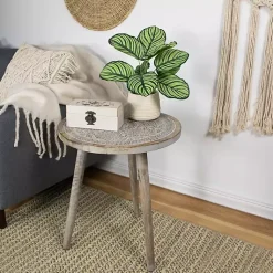 Kirklands Home Accent & End Tables|Round Antique Engraved Accent Table Gray