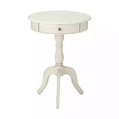 Kirklands Home Accent & End Tables|Round Antique Pedestal Accent Table White