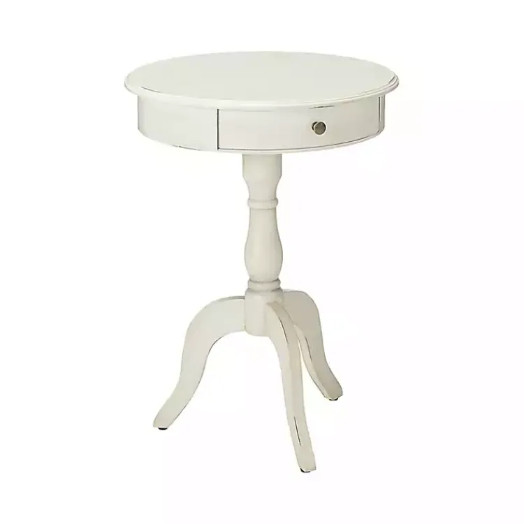 Kirklands Home Accent & End Tables|Round Antique Pedestal Accent Table White