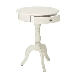 Kirklands Home Accent & End Tables|Round Antique Pedestal Accent Table White