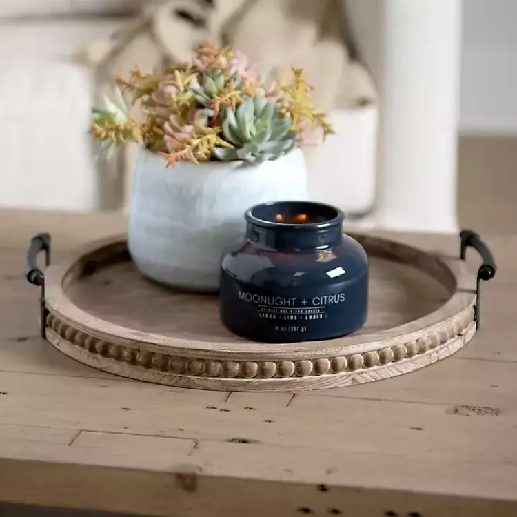 Online Round Beaded Wood Decorative Tray Decorative Trays