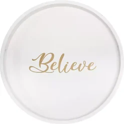 Hot Round Believe Wood Tray Christmas Dining & Entertaining