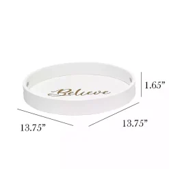 Hot Round Believe Wood Tray Christmas Dining & Entertaining