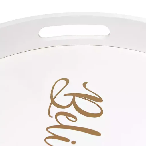 Hot Round Believe Wood Tray Christmas Dining & Entertaining