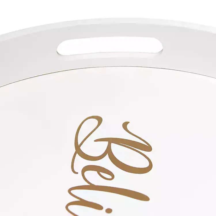 Hot Round Believe Wood Tray Christmas Dining & Entertaining