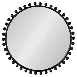 Kirklands Home Decorative Mirrors|Round Black Beaded Metal Wall Mirror
