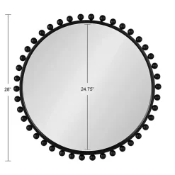 Kirklands Home Decorative Mirrors|Round Black Beaded Metal Wall Mirror