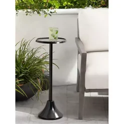 Kirklands Home Accent & End Tables|Round Metal Layla Accent Table Black