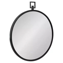 Kirklands Home Decorative Mirrors|Round Black Tabb Metal Wall Mirror
