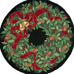 Clearance Round Black Vintage Poster Hooked Accent Rug Christmas Decorations