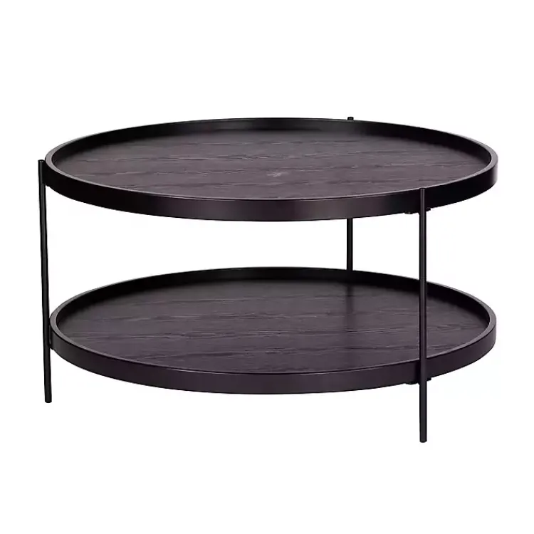 Kirklands Home Coffee Tables|Round Wood Farmhouse Coffee Table Black