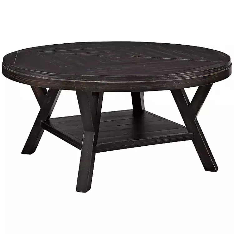 Kirklands Home Coffee Tables|Round Wood Flared Base Coffee Table Black