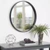 Kirklands Home Decorative Mirrors|Round Black Wood Travis Accent Mirror