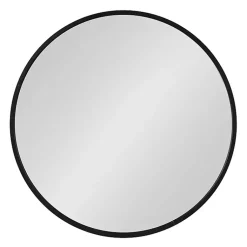 Kirklands Home Decorative Mirrors|Round Black Wood Travis Accent Mirror