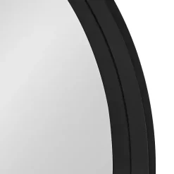 Kirklands Home Decorative Mirrors|Round Black Wood Travis Accent Mirror