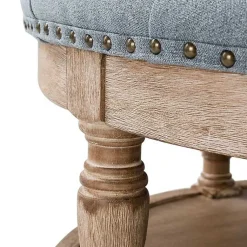 Kirklands Home Benches & Ottomans|Round Cepheus Tufted Ottoman Blue