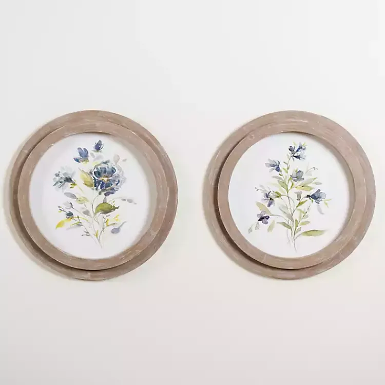 Kirklands Home Framed Art|Round Blue Florals II Framed Art Print