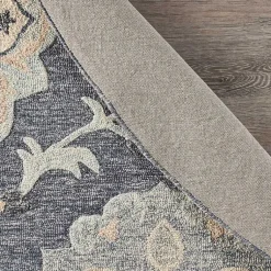 Kirklands Home Area Rugs|Round Geometric Floral Area Rug, 4x4 Blue