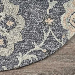 Kirklands Home Area Rugs|Round Geometric Floral Area Rug, 4x4 Blue