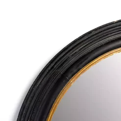 Kirklands Home Decorative Mirrors|Round Bodiford Black and Gold Wall Mirror