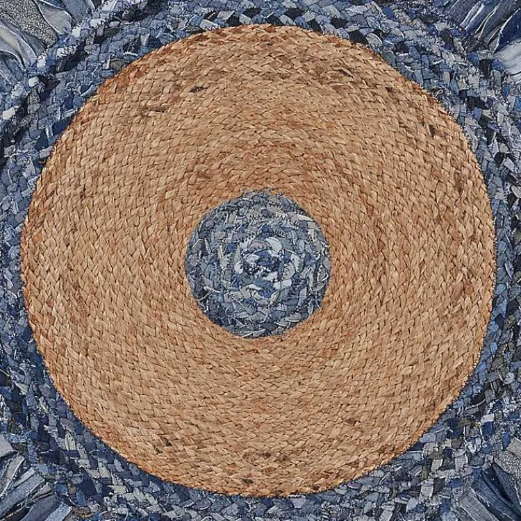 Kirklands Home Area Rugs|Round Braided Jute and Denim Area Rug, 3x3