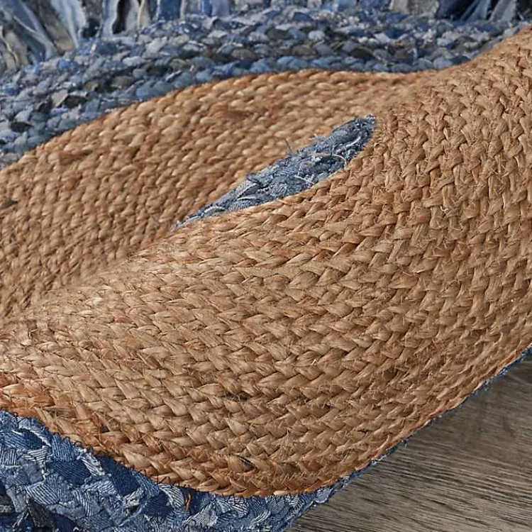 Kirklands Home Area Rugs|Round Braided Jute and Denim Area Rug, 3x3