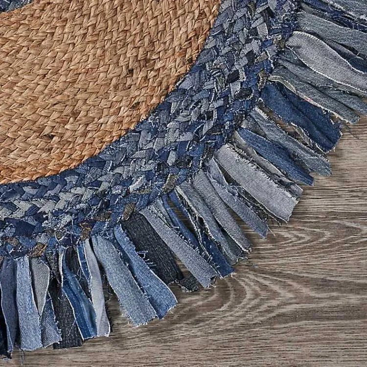 Kirklands Home Area Rugs|Round Braided Jute and Denim Area Rug, 3x3