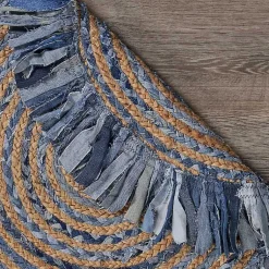 Kirklands Home Area Rugs|Round Braided Jute and Denim Swirl Area Rug, 3x3