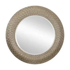 Kirklands Home Decorative Mirrors|Round Bronze Woven Texture Wall Mirror