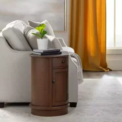 Kirklands Home Accent & End Tables|Round Beckly Accent Table Brown