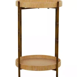 Kirklands Home Accent & End Tables|Round Rattan 2-Tier Side Table Brown
