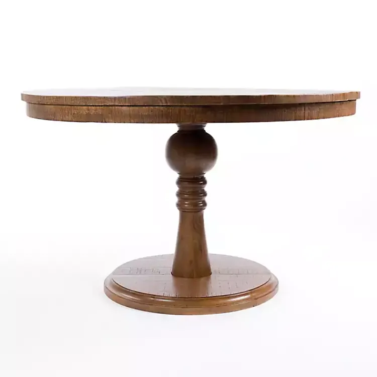 Kirklands Home Dining Tables|Round Wood Pedestal Dining Table Brown