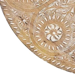 Kirklands Home Accent & End Tables|Round Brushed White Engraved Accent Table