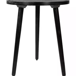 Kirklands Home Accent & End Tables|Round Charcoal Floral Engraved Accent Table Black
