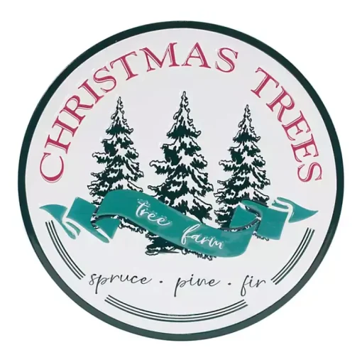 Best Round Christmas Tree Farm Metal Wall Plaque Christmas Art & Wall Decor