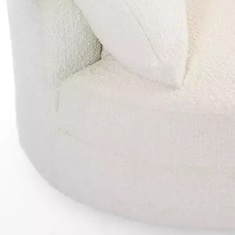 Kirklands Home Accent Chairs|Round Cream Boucle Swivel Accent Chair Ivory