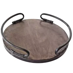 Clearance Round Curved Metal Handles Tray Decorative Trays